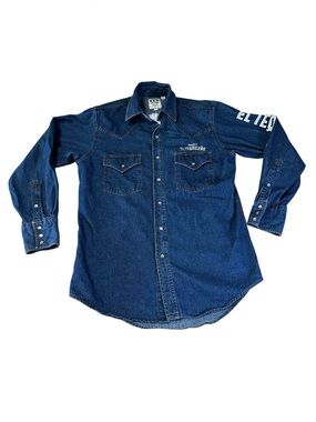 Ely Cattleman Denim Western Shirt El Tequileño Tequila Snap Cowboy  Mens Small